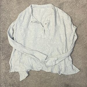 Women's henley waffle  Long Sleeve Top